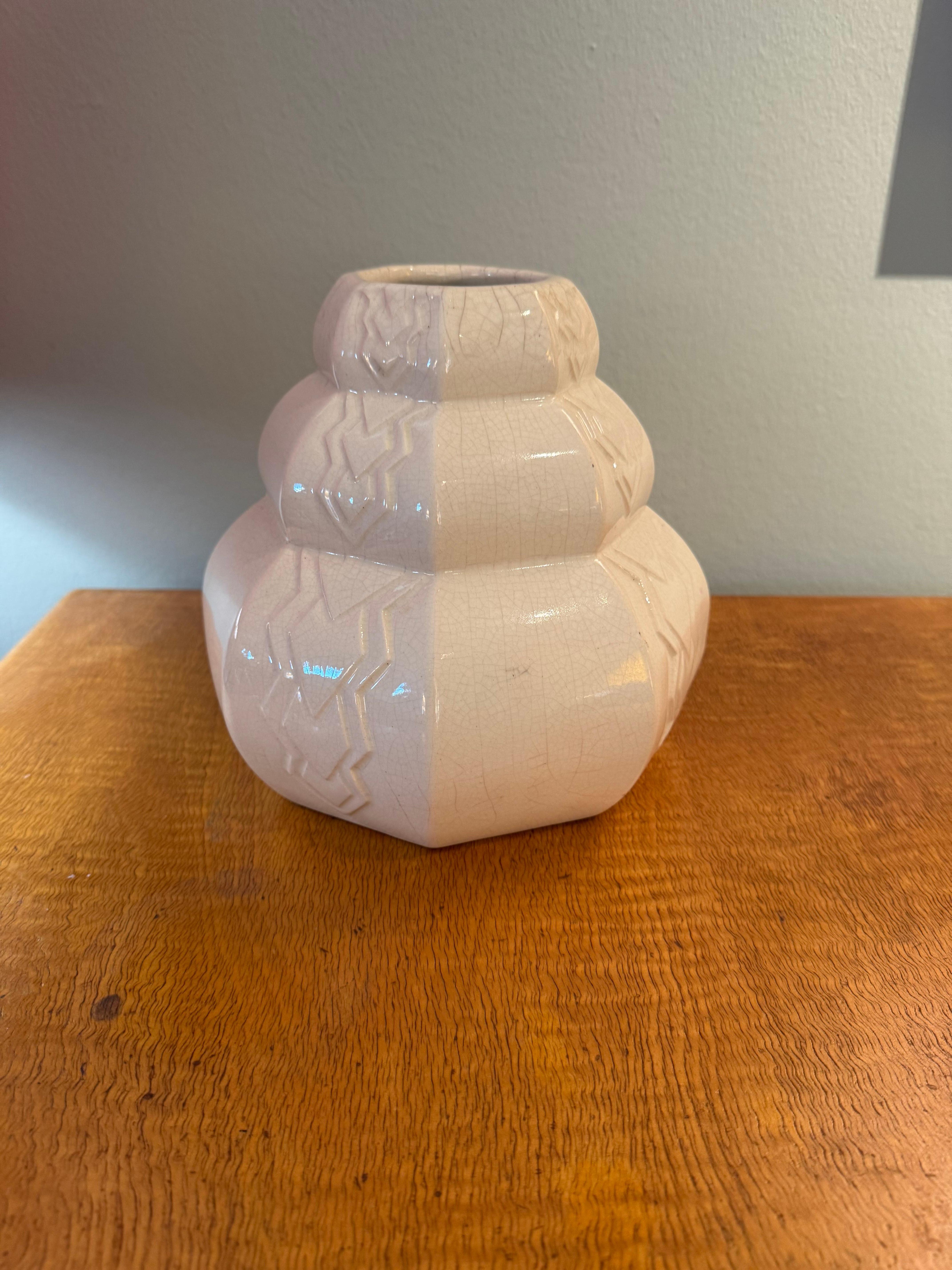 French Maginificent craquele vase from 1930 For Sale