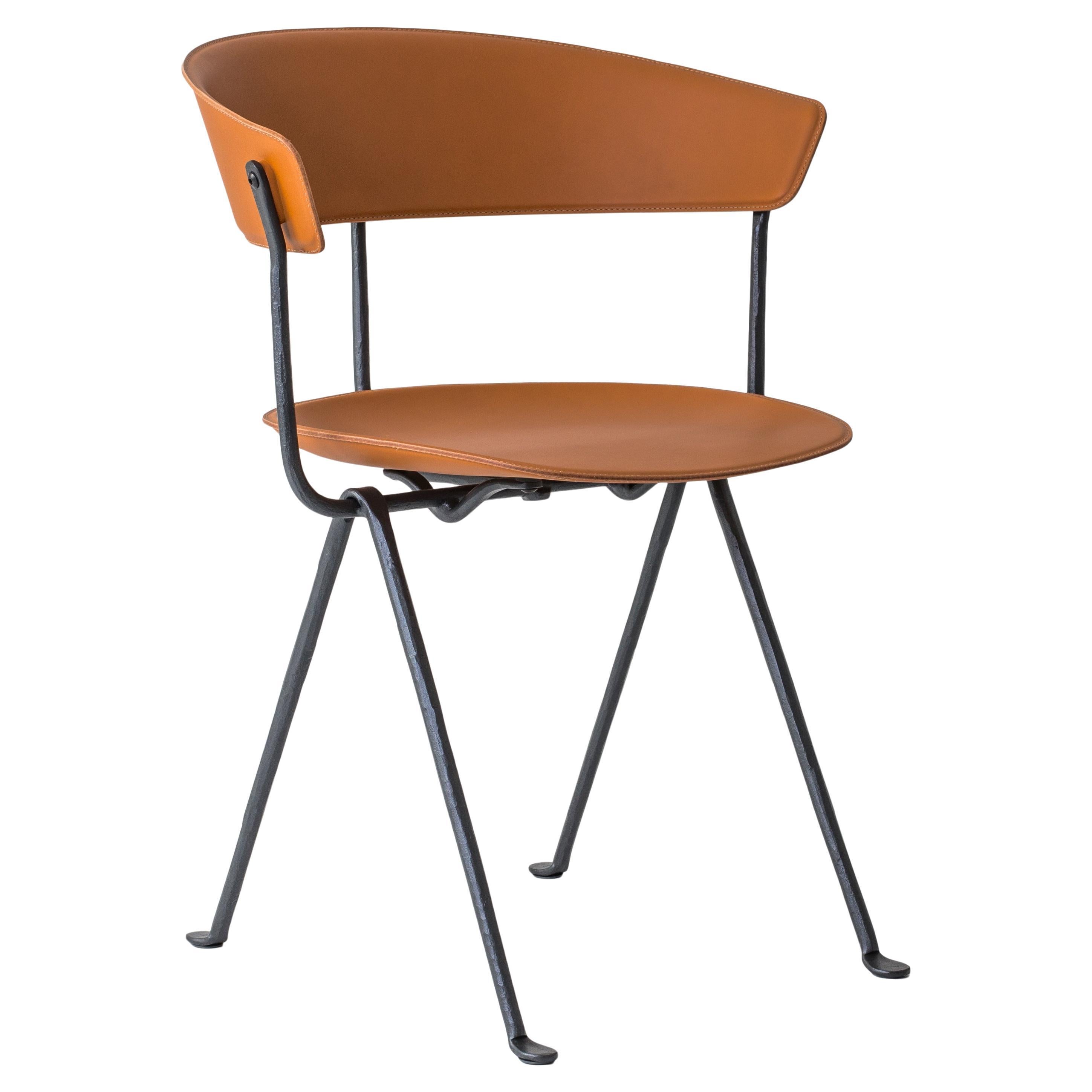 Magis Officina Chair by Ronan & Erwan Bouroullec - Anthracite Iron - Leather
