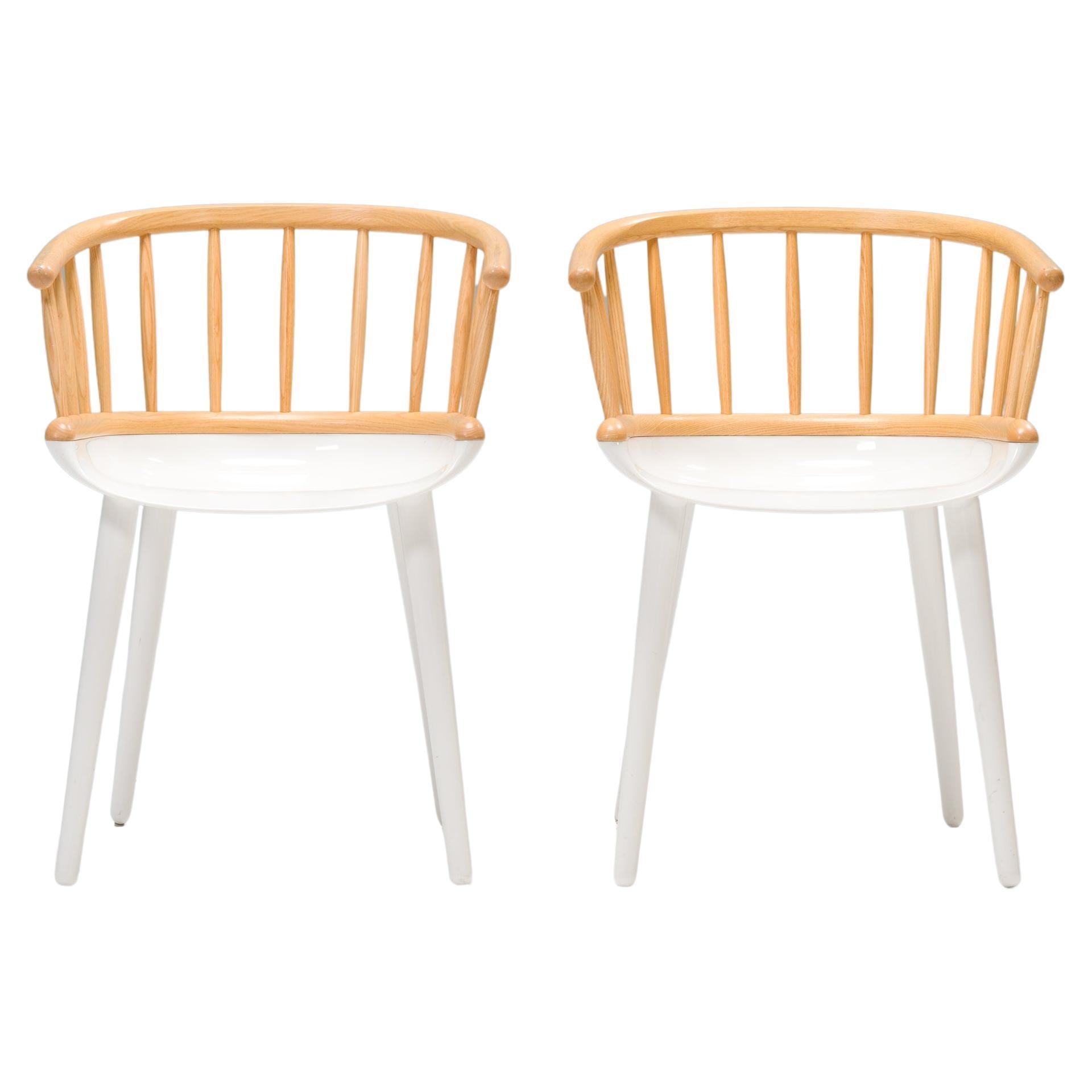 Magis White & Natural Ash Cyborg Stick Dining Chairs, Set of 2 For Sale