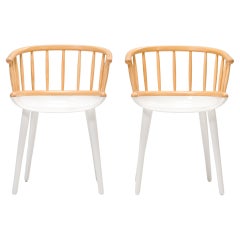 Magis White & Natural Ash Cyborg Stick Dining Chairs, Set of 2
