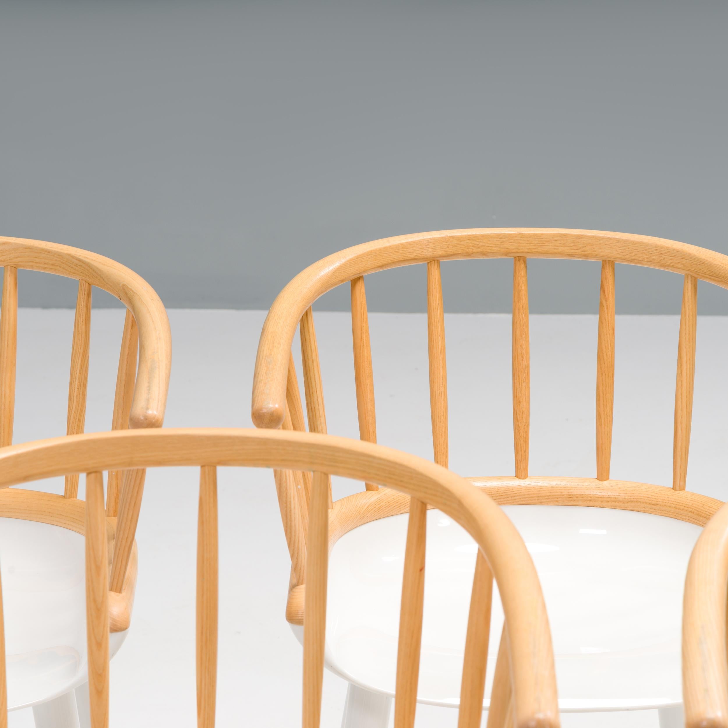 Italian Magis White & Natural Ash Cyborg Stick Dining Chair For Sale