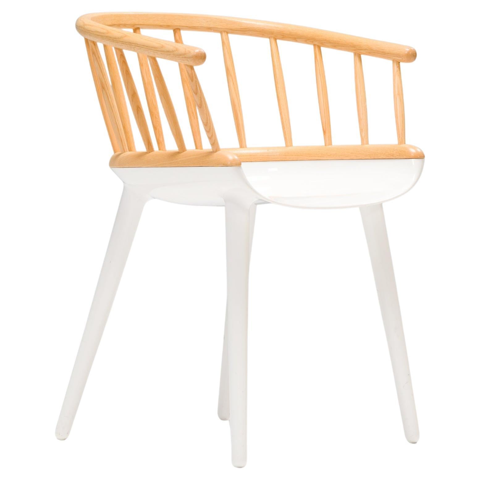 Magis White & Natural Ash Cyborg Stick Dining Chair For Sale