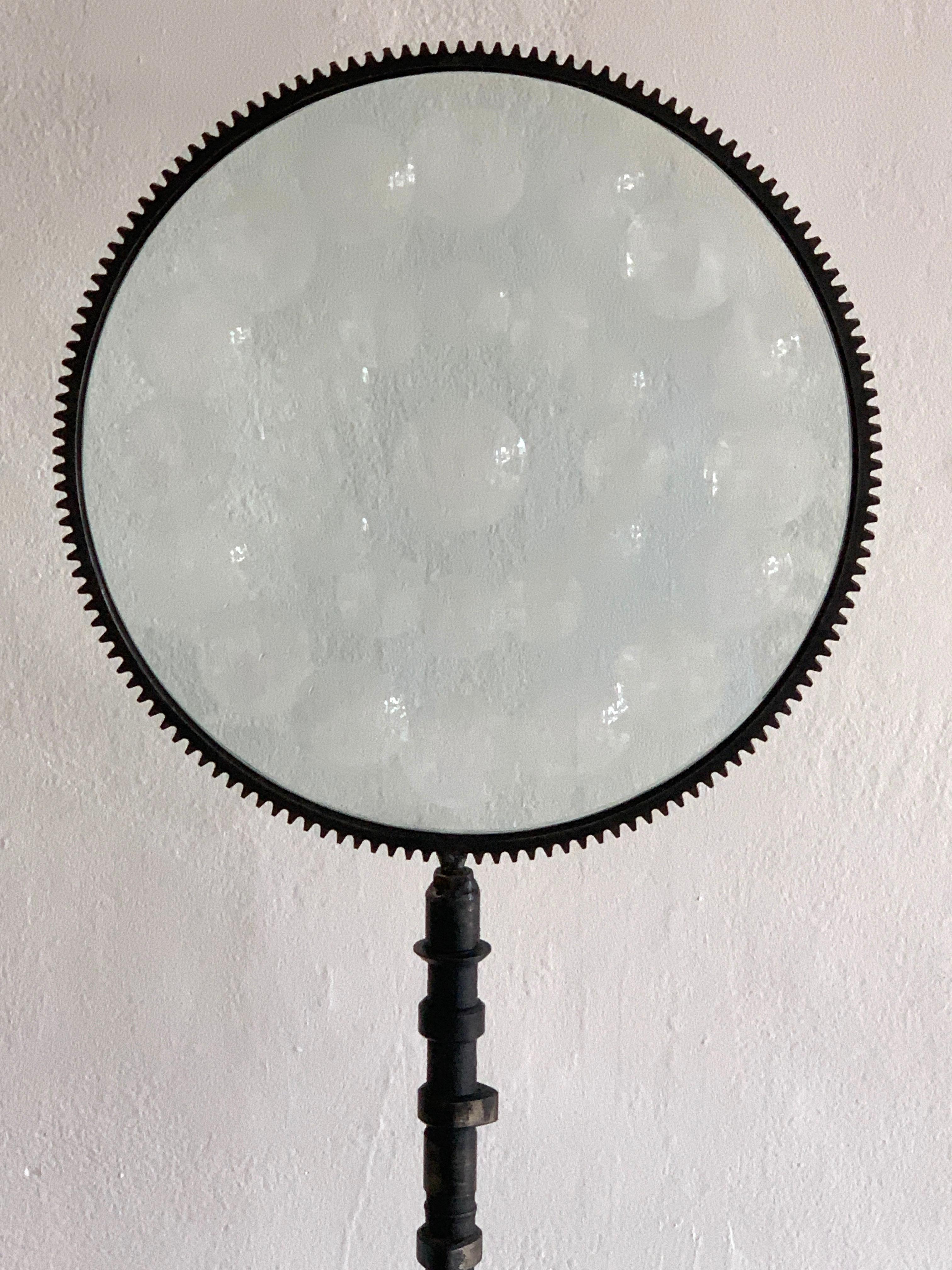 Magiscope Glass and Iron Sculpture, by Feliciano Béjar, 1981 In Good Condition In West Palm Beach, FL