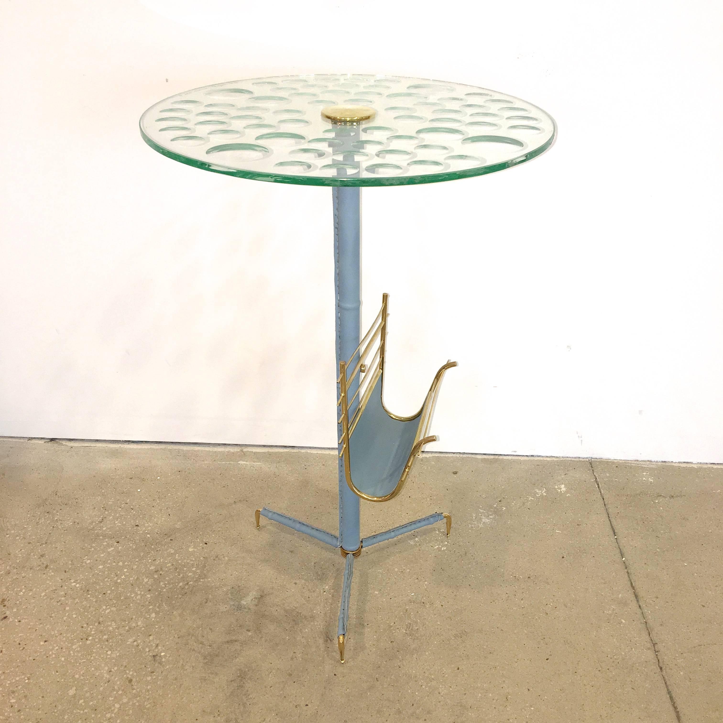 Mid-Century Modern Magiscope Optic Glass Magazine Table For Sale