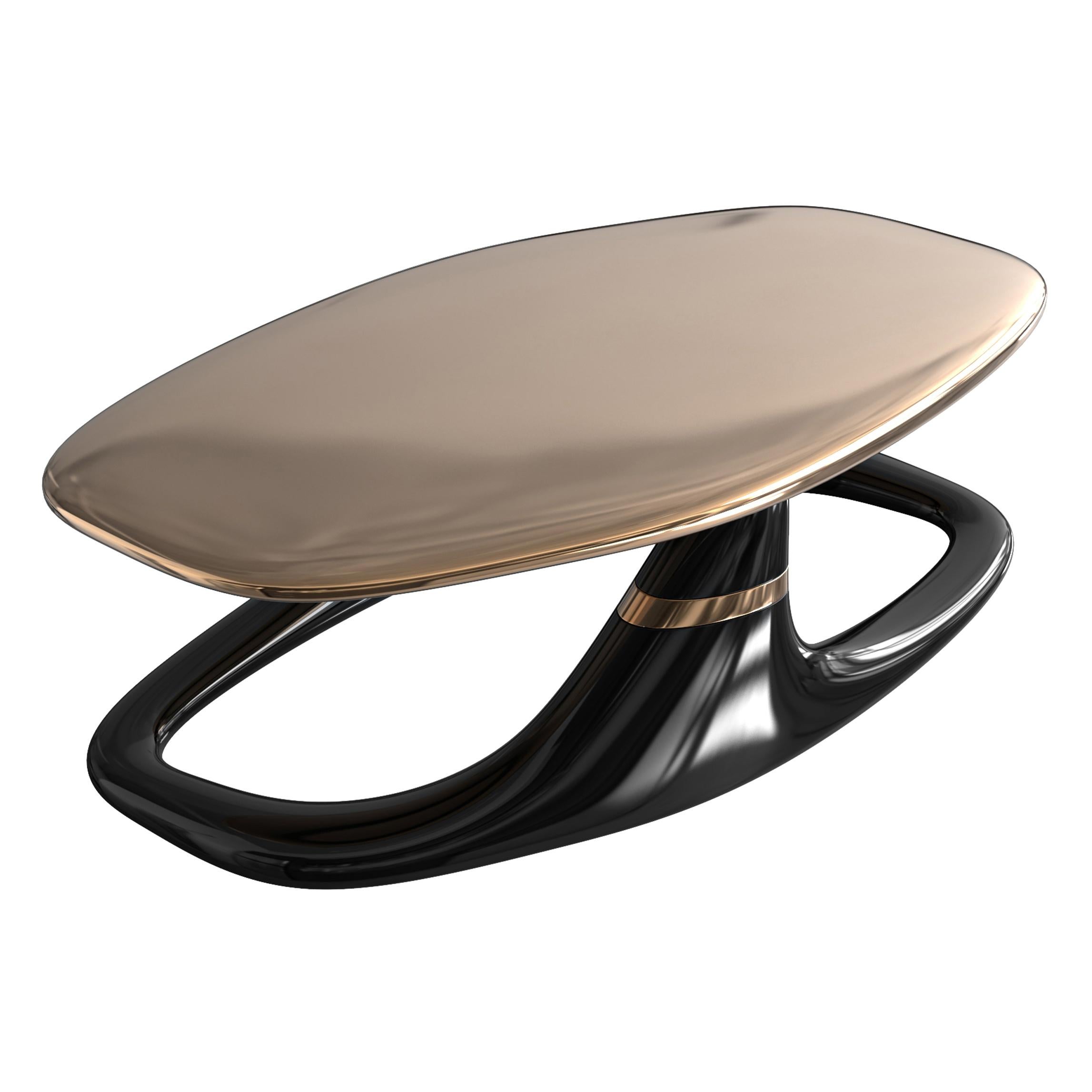 Couchtisch „Magistrale“ mit Bronze, Edelstahl, handgefertigt, Istanbul (Handgefertigt) im Angebot