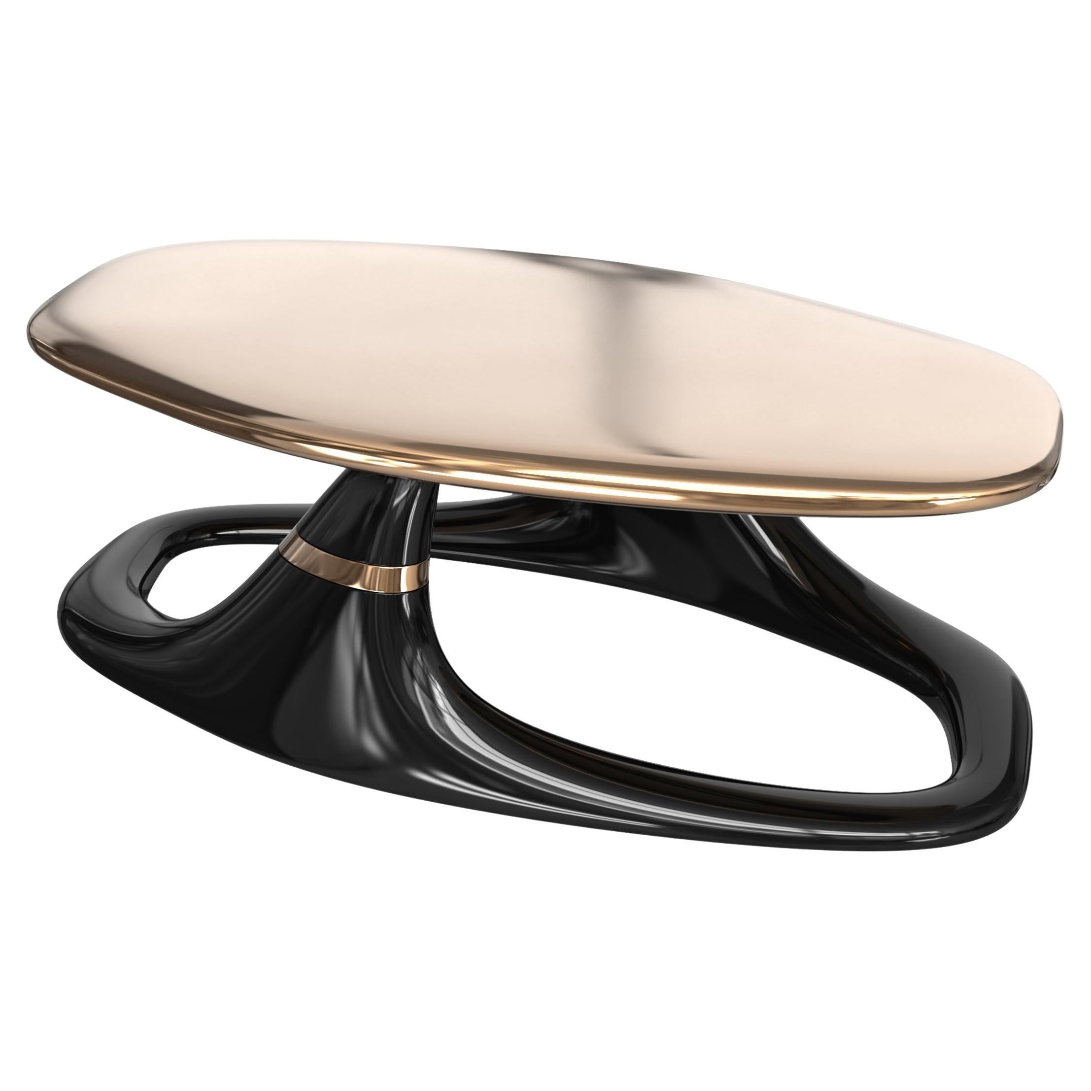 Couchtisch „Magistrale“ mit Bronze, Edelstahl, handgefertigt, Istanbul im Angebot