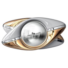 "Magistrale" Convex Wall Mirror with Bronze, Stainless Steel, Handmade, Istanbul