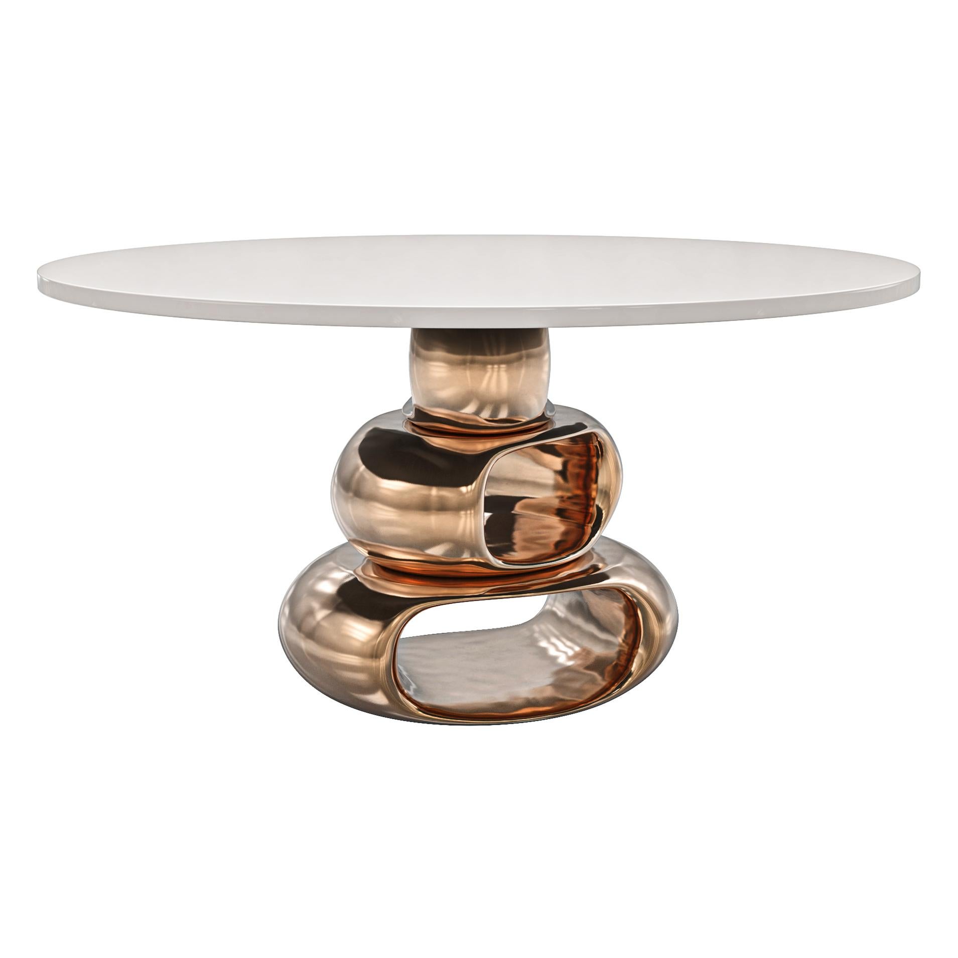 Runder Tisch „Magistrale“ aus Bronze und Edelstahl, handgefertigt, Istanbul (Türkisch) im Angebot