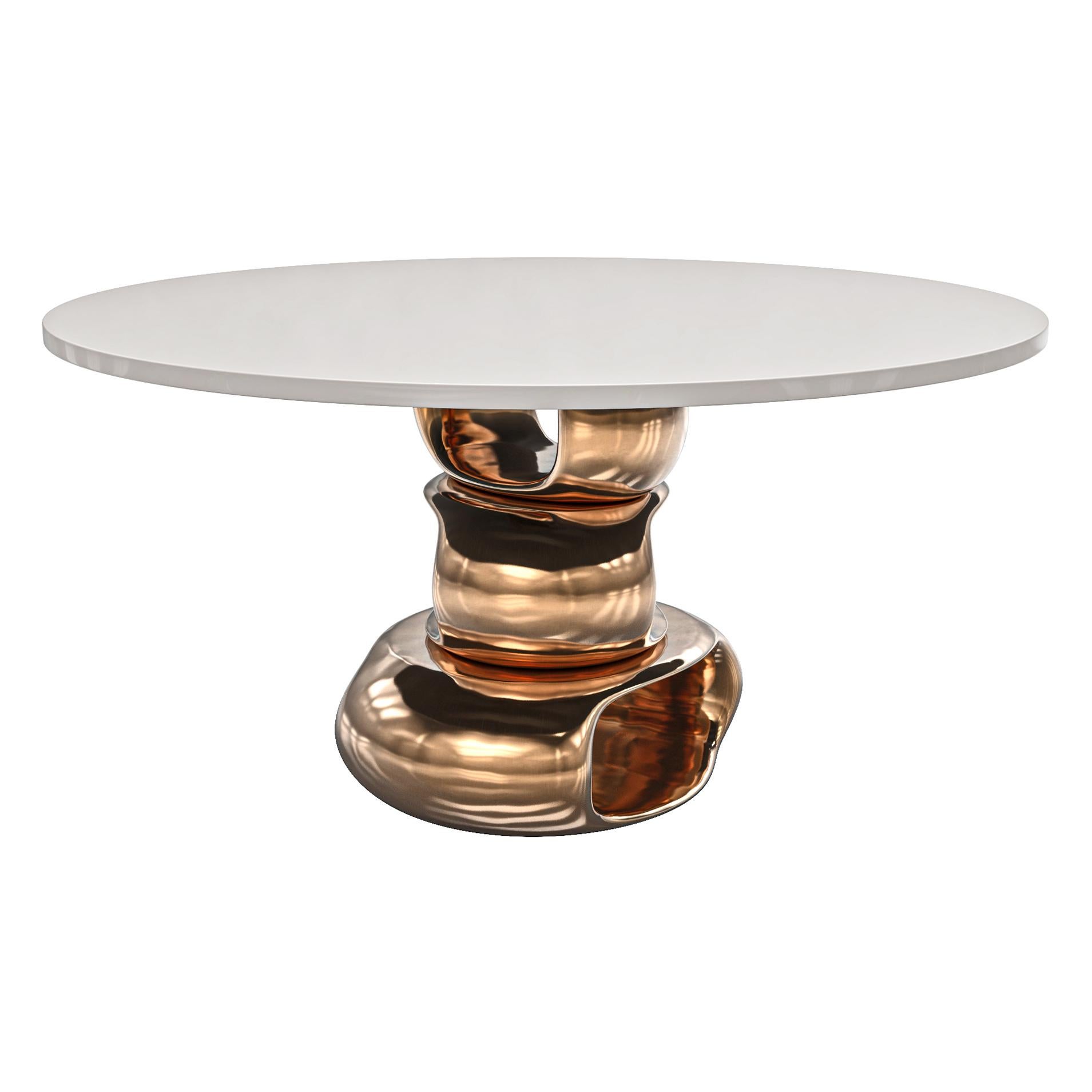 Runder Tisch „Magistrale“ aus Bronze und Edelstahl, handgefertigt, Istanbul (Handgefertigt) im Angebot