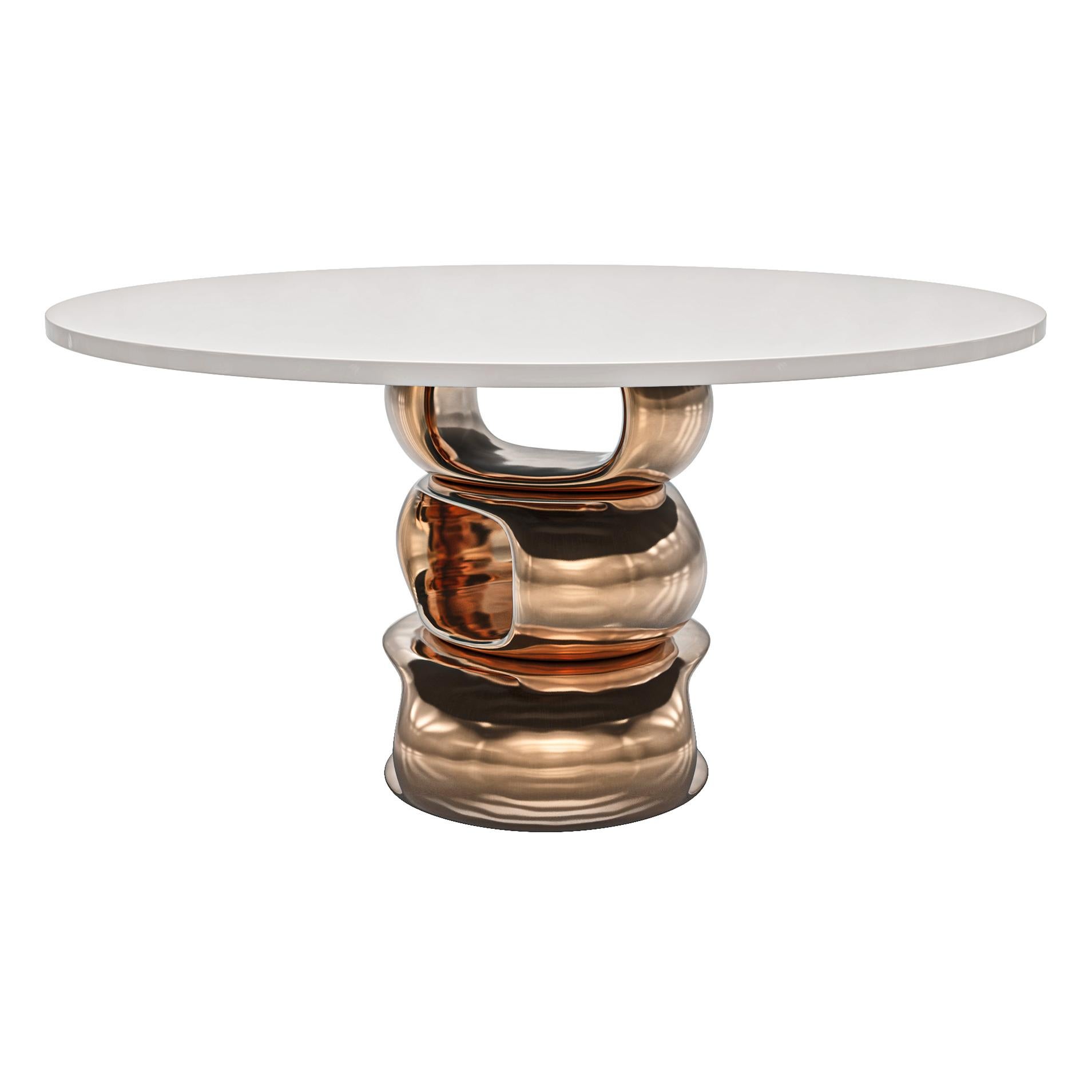 Runder Tisch „Magistrale“ aus Bronze und Edelstahl, handgefertigt, Istanbul (21. Jahrhundert und zeitgenössisch) im Angebot