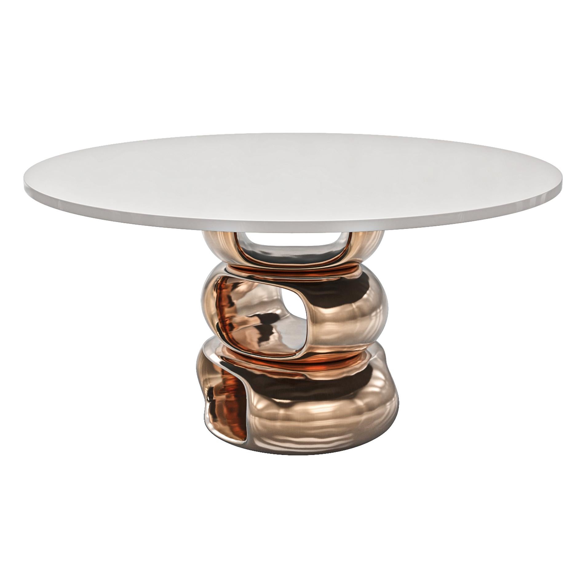 Runder Tisch „Magistrale“ aus Bronze und Edelstahl, handgefertigt, Istanbul im Angebot 1