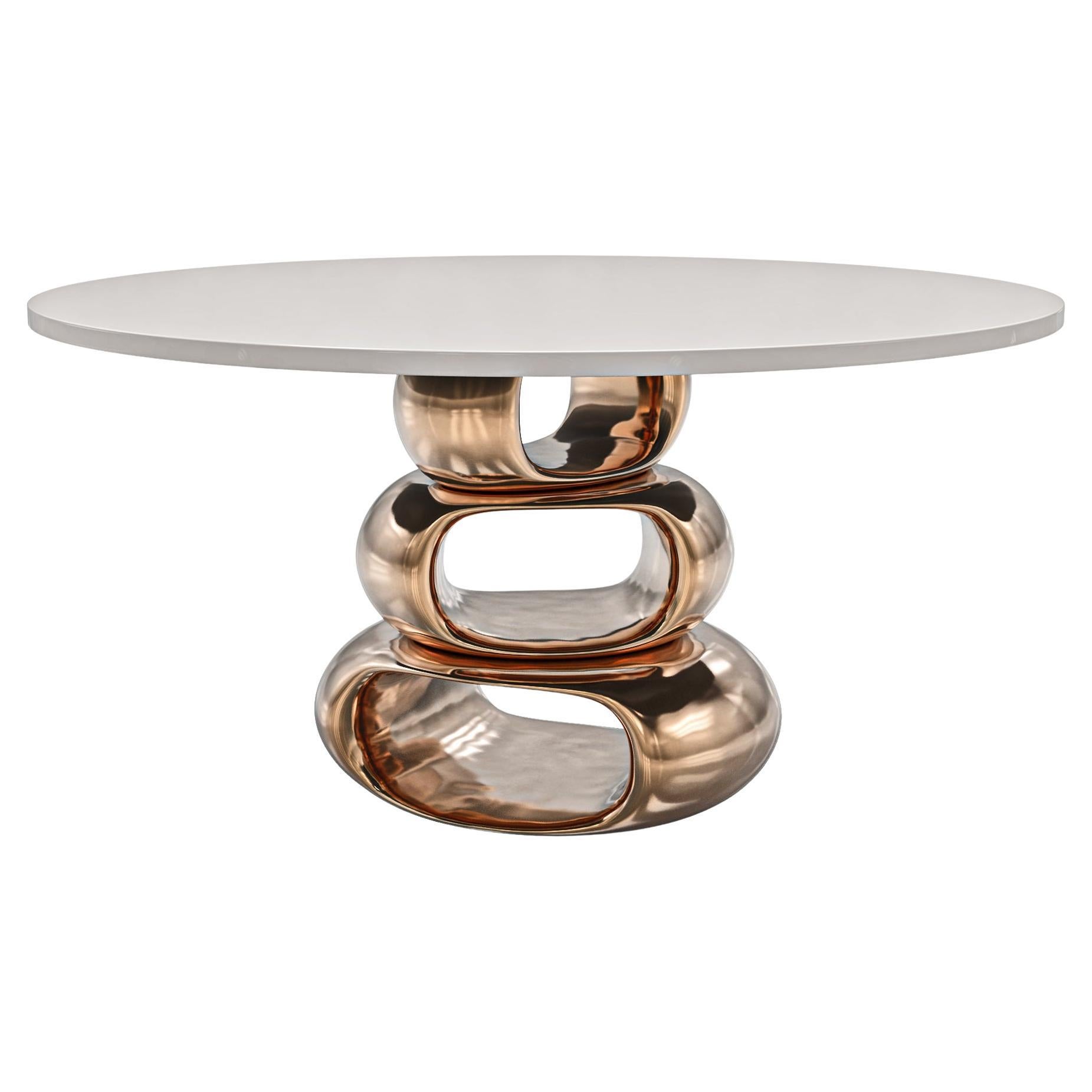 Runder Tisch „Magistrale“ aus Bronze und Edelstahl, handgefertigt, Istanbul
