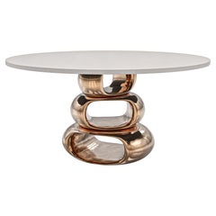 Runder Tisch „Magistrale“ aus Bronze und Edelstahl, handgefertigt, Istanbul