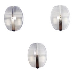 Magistretti for Artemide "Lambda" Brass  Crystall Sconces, 60s Italy, set of 3
