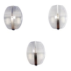 Magistretti for Artemide "Lambda" Brass Crystall Sconces, 60s Italy, set of 3