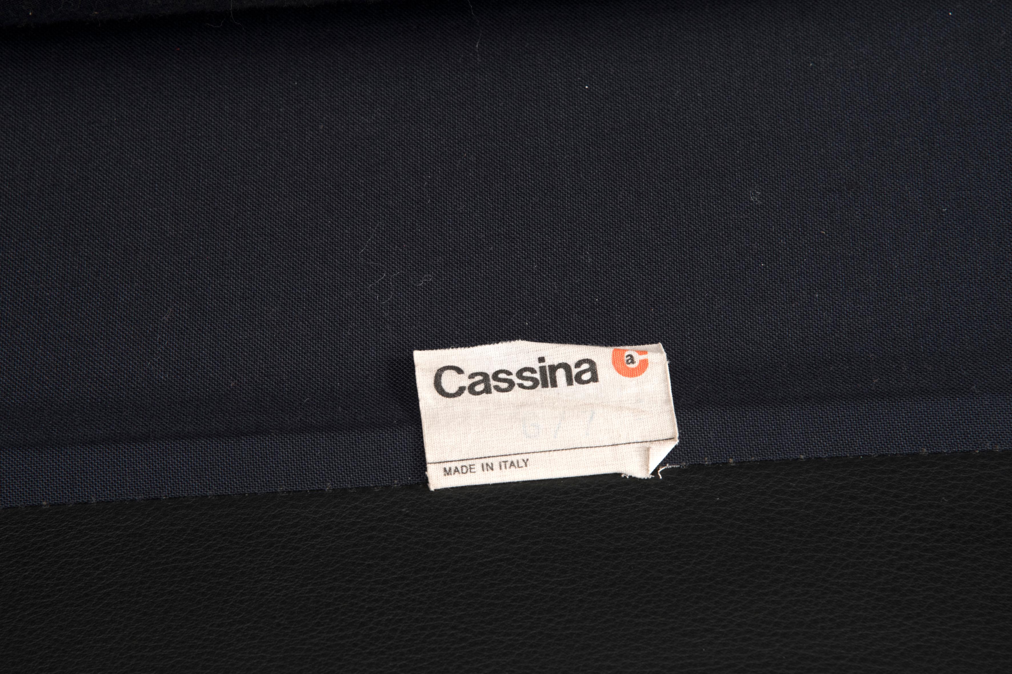 Magistretti for Cassina Black Leather Maralunga Three-Seat Sofa, 2000s 3