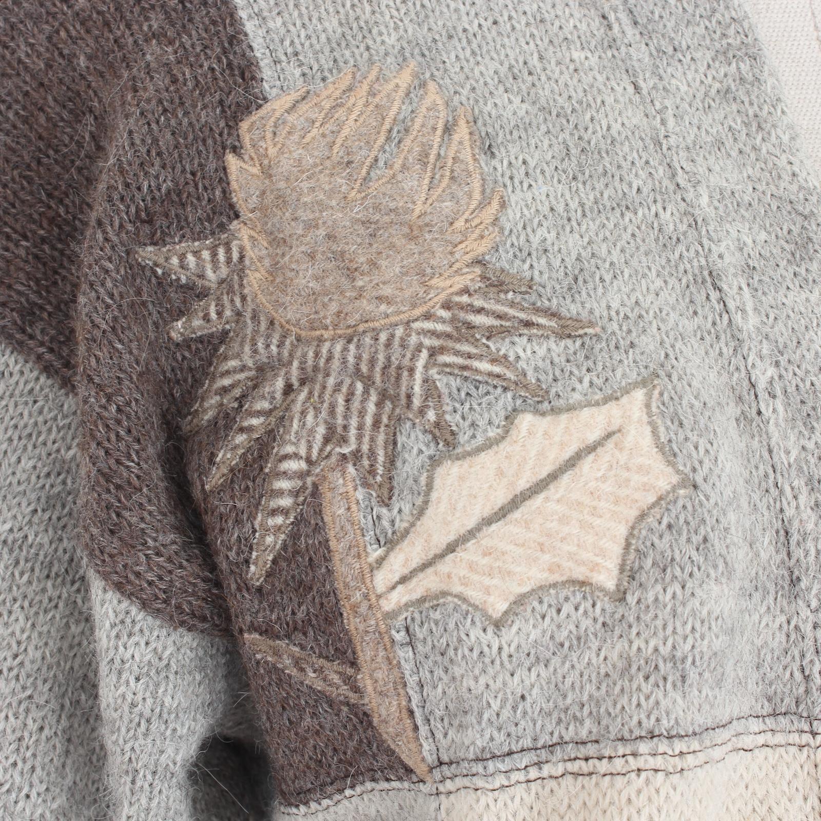 Brown Maglione Stile Cardinan Jean-Charles de Castelbajac in Alpaca Beige anni 80