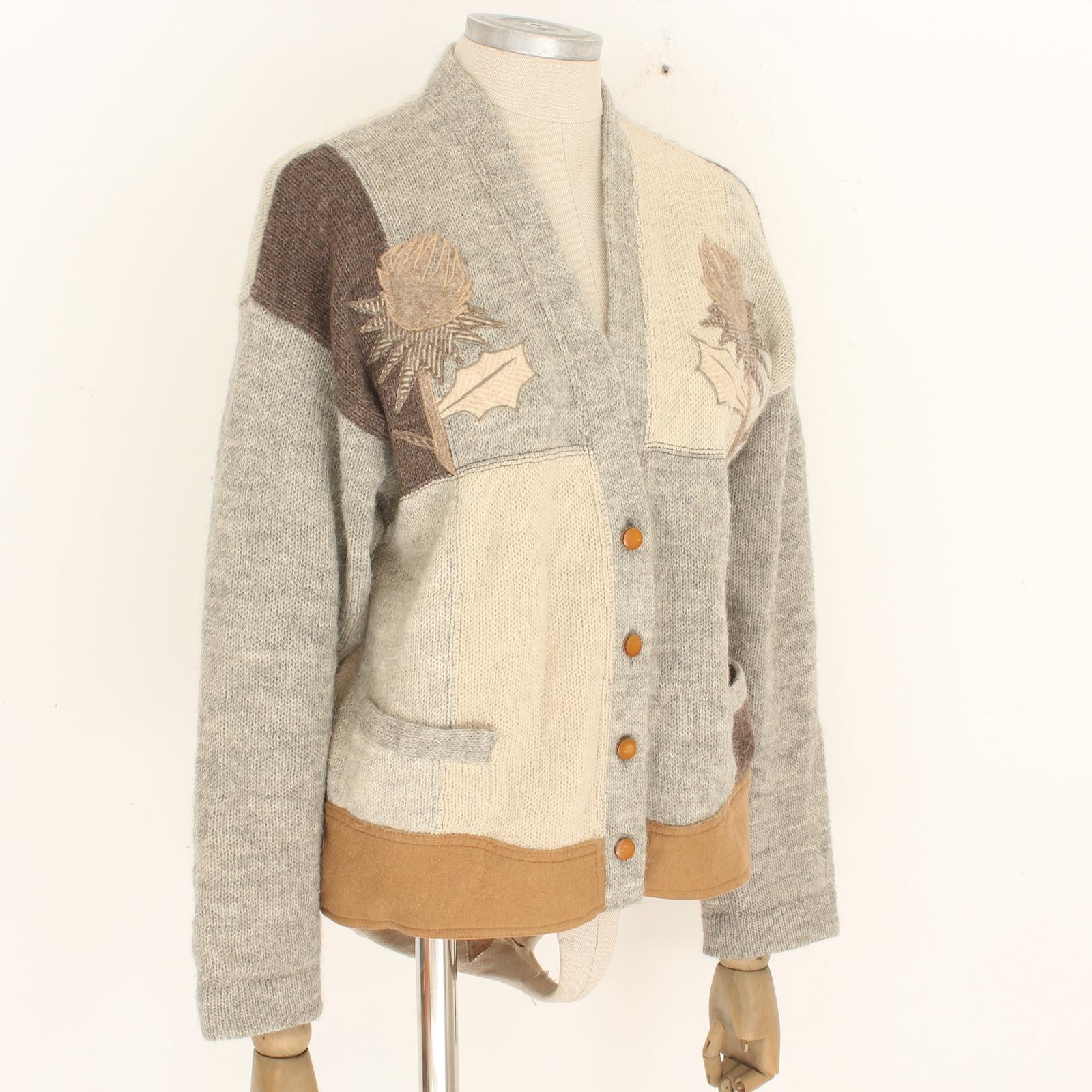 Maglione Stile Cardinan Jean-Charles de Castelbajac in Alpaca Beige anni 80 1