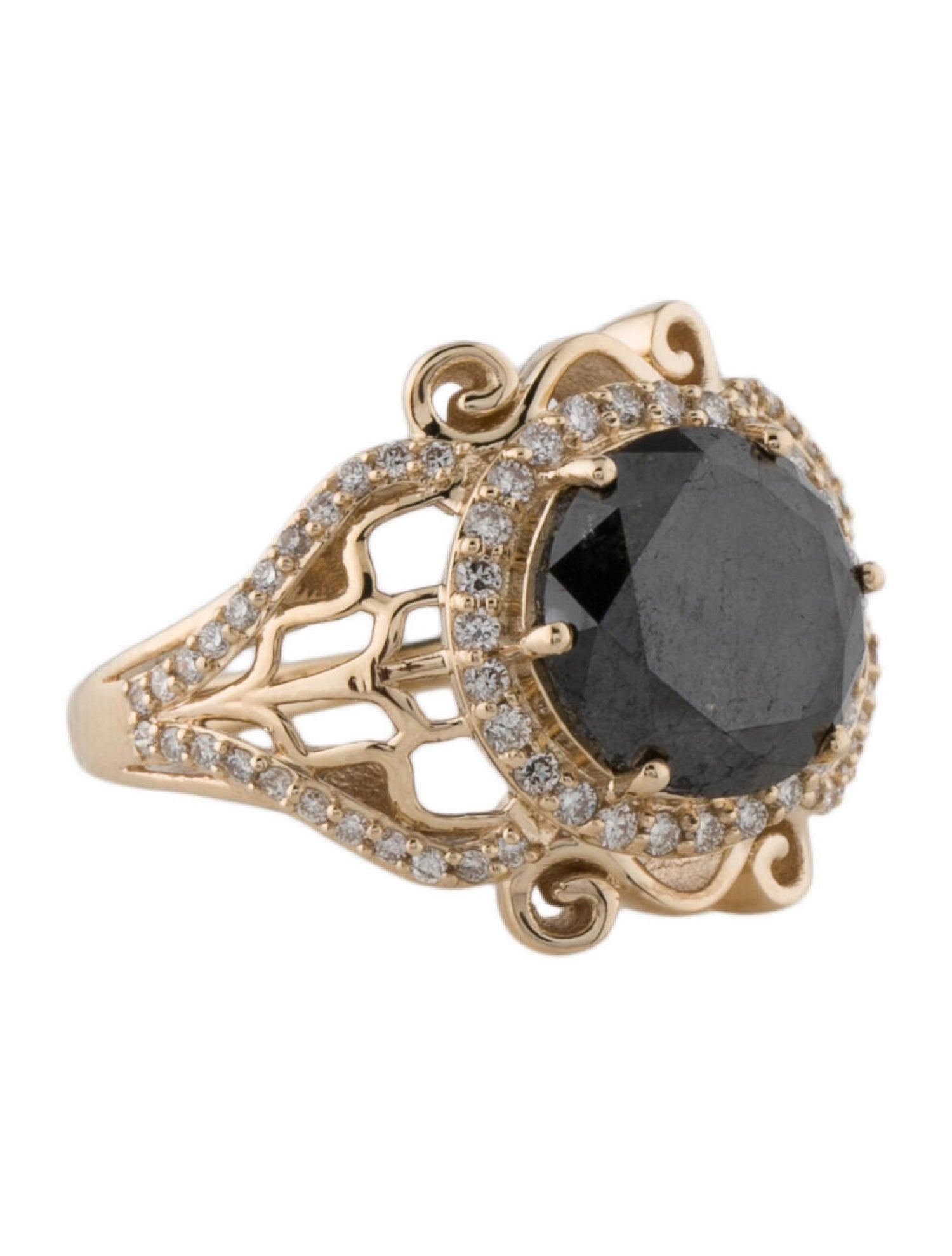 Ignite your style with the Magma Blaze Black Diamond and Diamond Ring from Jeweltique. This exquisite piece is a testament to the fiery energy of volcanic eruptions, captured in stunning black and white diamonds. Crafted in 14k yellow gold, the ring