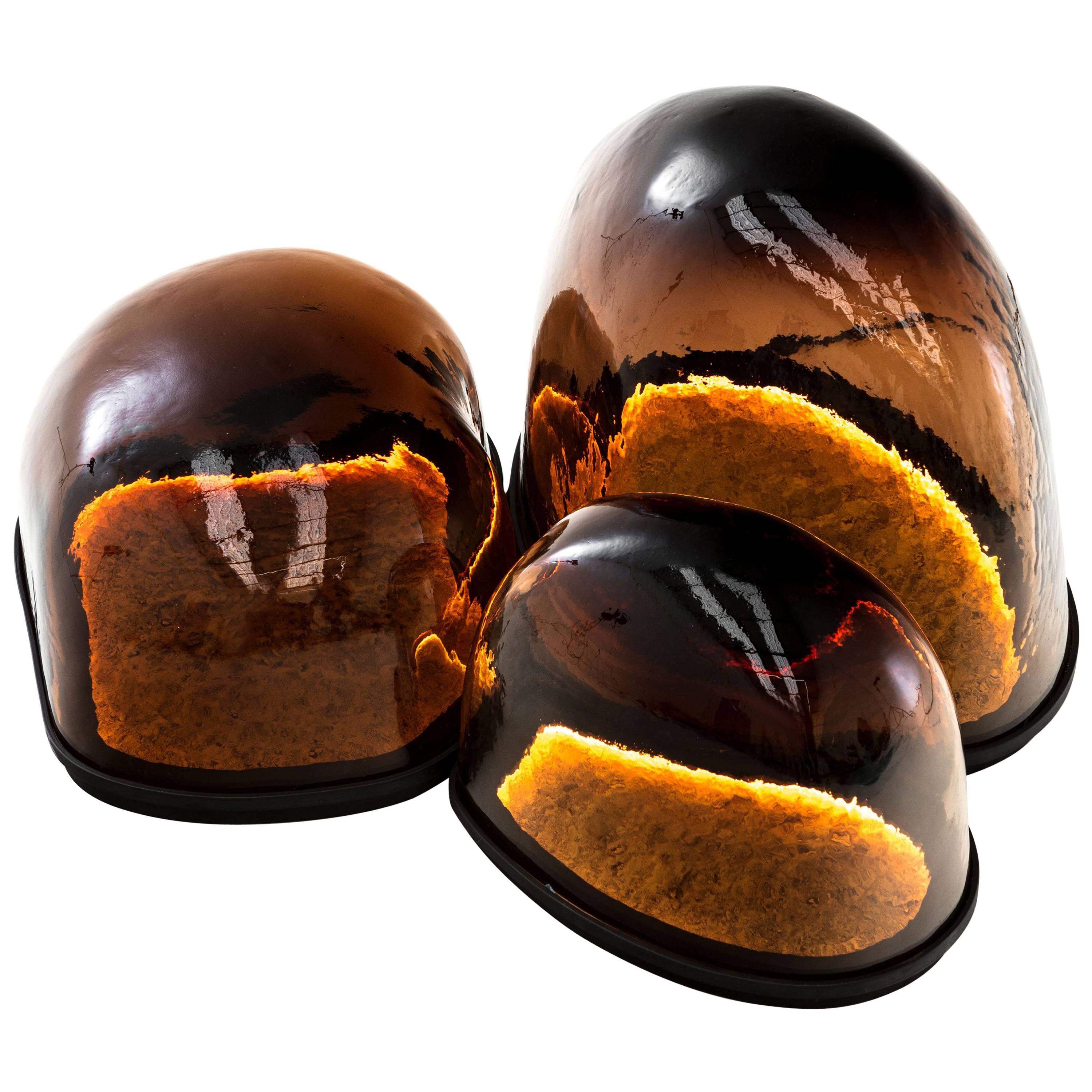 Magma Floor Lamp, Volcanic Stone, Contemporary Alquimia Collection For Sale