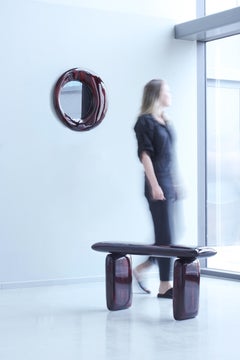 Magma, handgefertigte Designer-Wandspiegel aus Eichenholz und Kunstharz, hergestellt in den Niederlanden