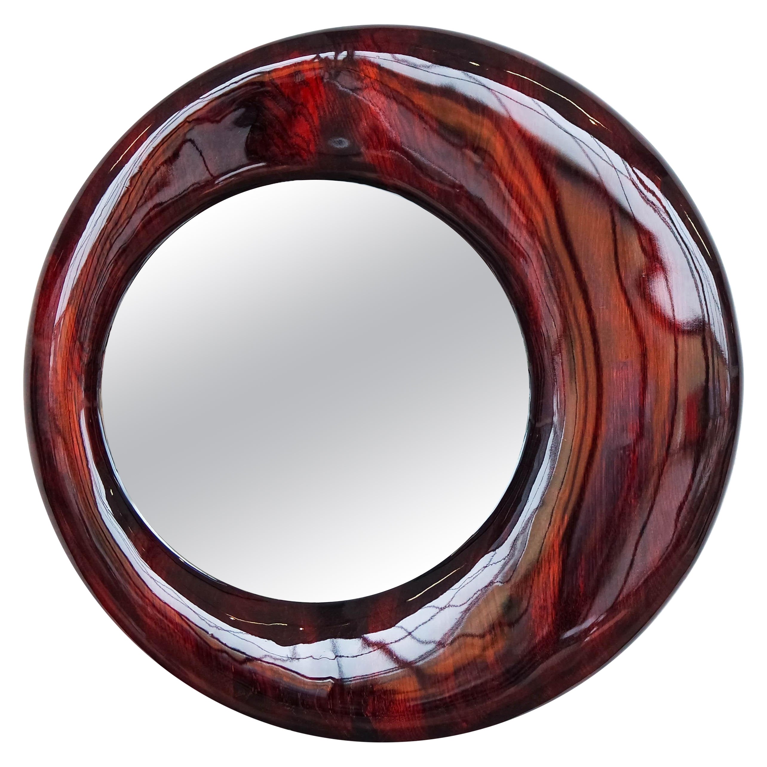Magma, Hand-Sculpted Oak Wood and Resin Designer Wall Mirrors, Made in NL For Sale