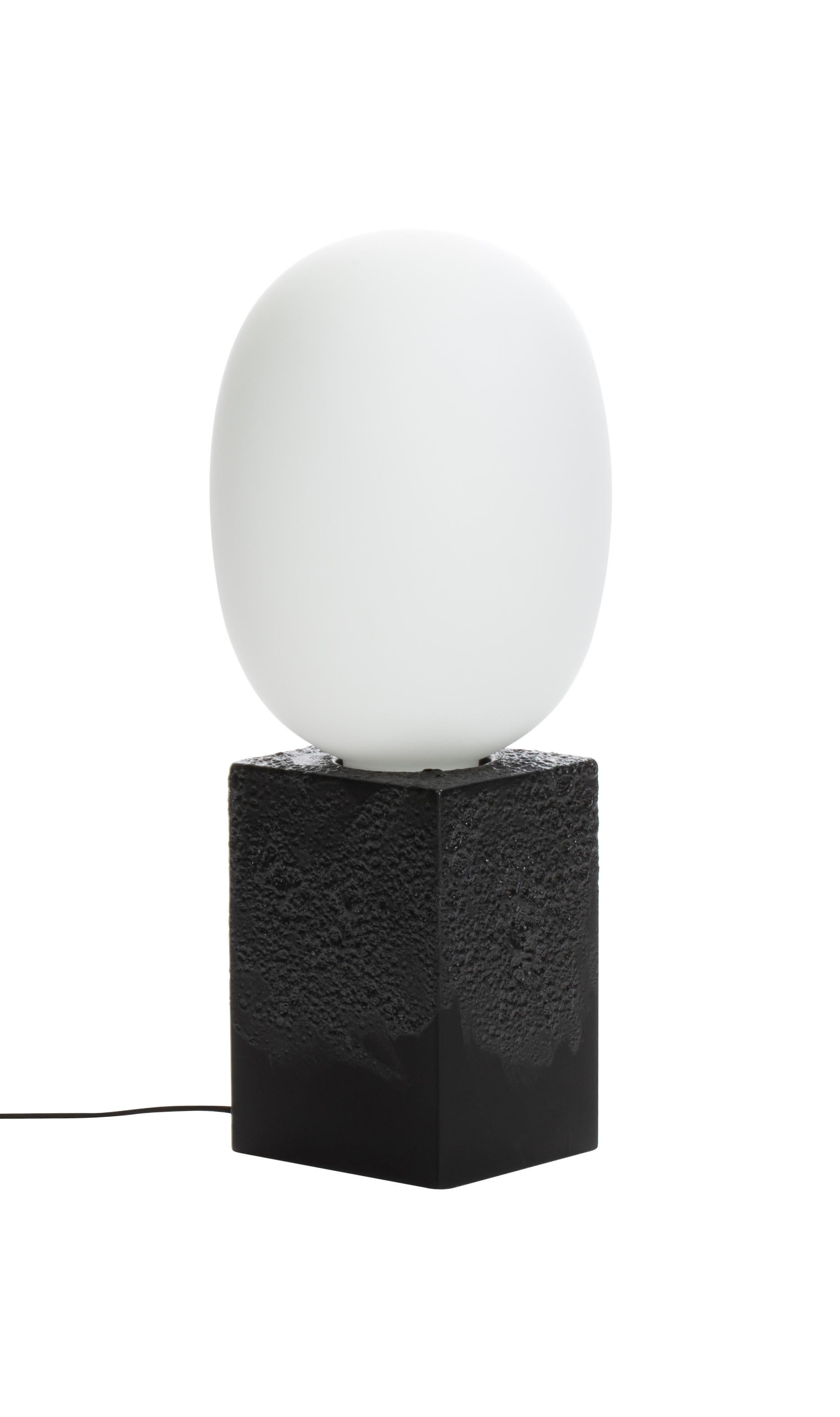 German Magma One High Smoky Grey Acetato Black Table Lamp by Pulpo