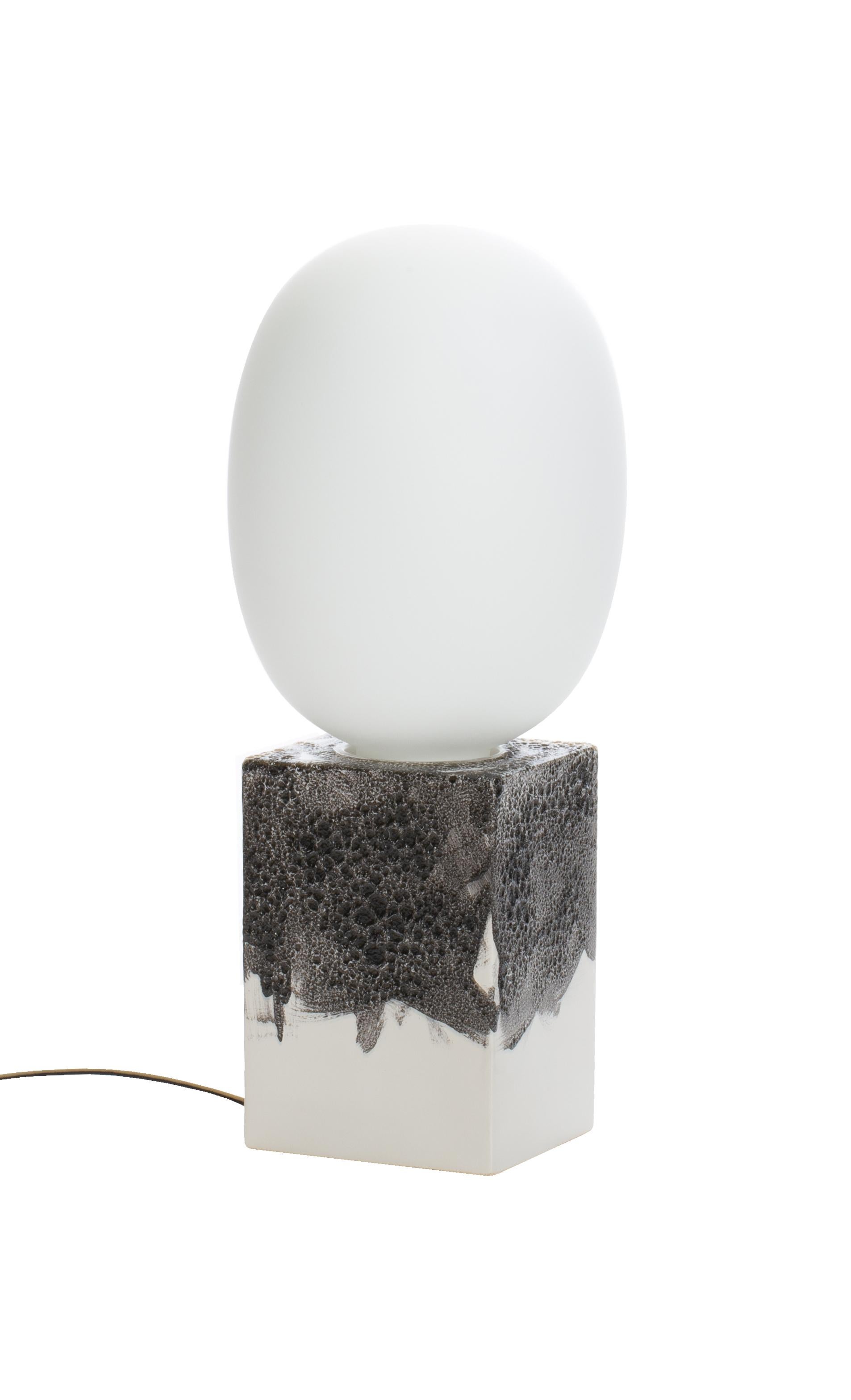 Contemporary Magma One High Smoky Grey Acetato Black Table Lamp by Pulpo