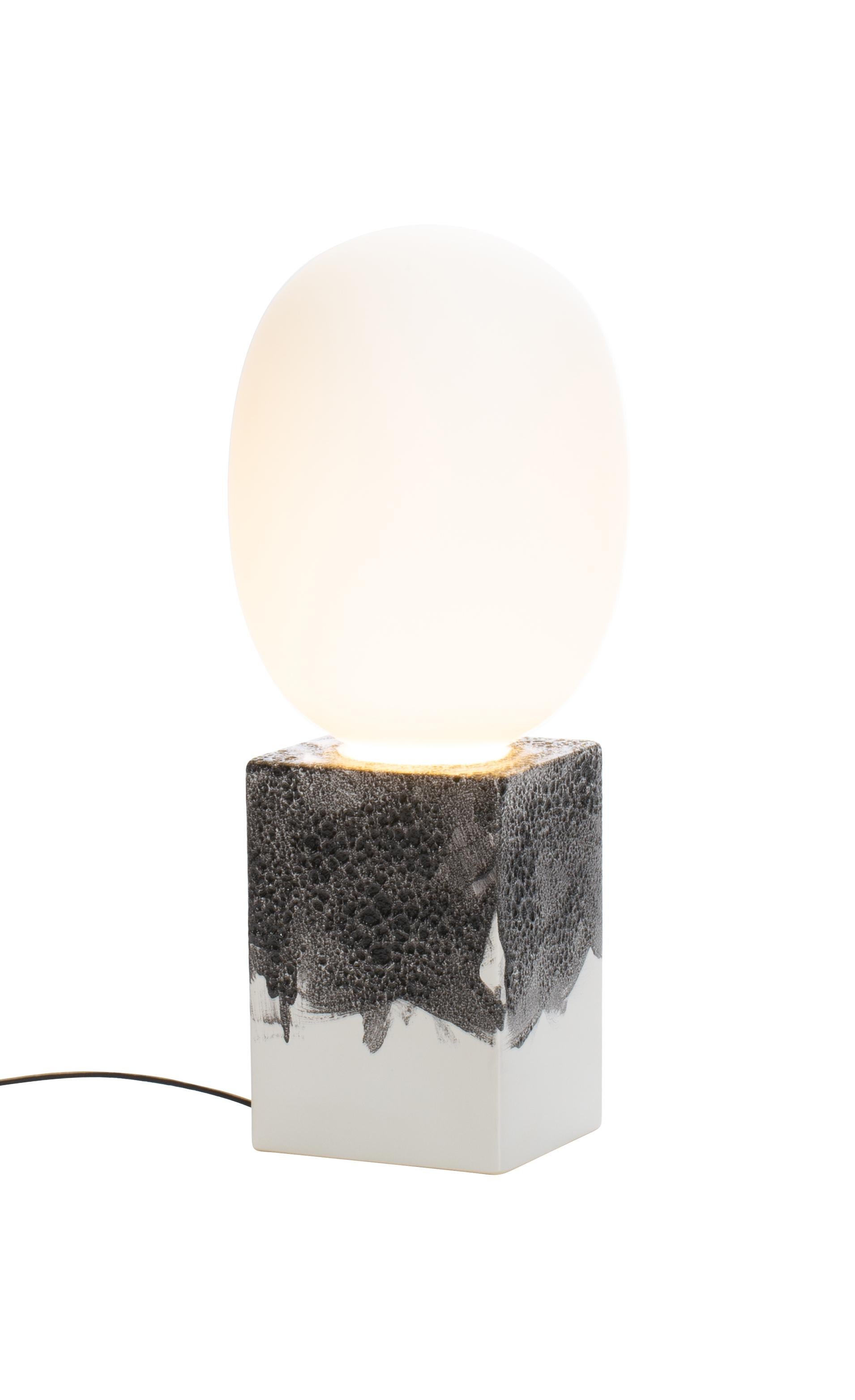 Ceramic Magma One High Smoky Grey Acetato Black Table Lamp by Pulpo