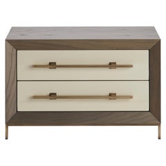 MAGNA Nightstand in Chestnut Structure and Lacquered Drawers