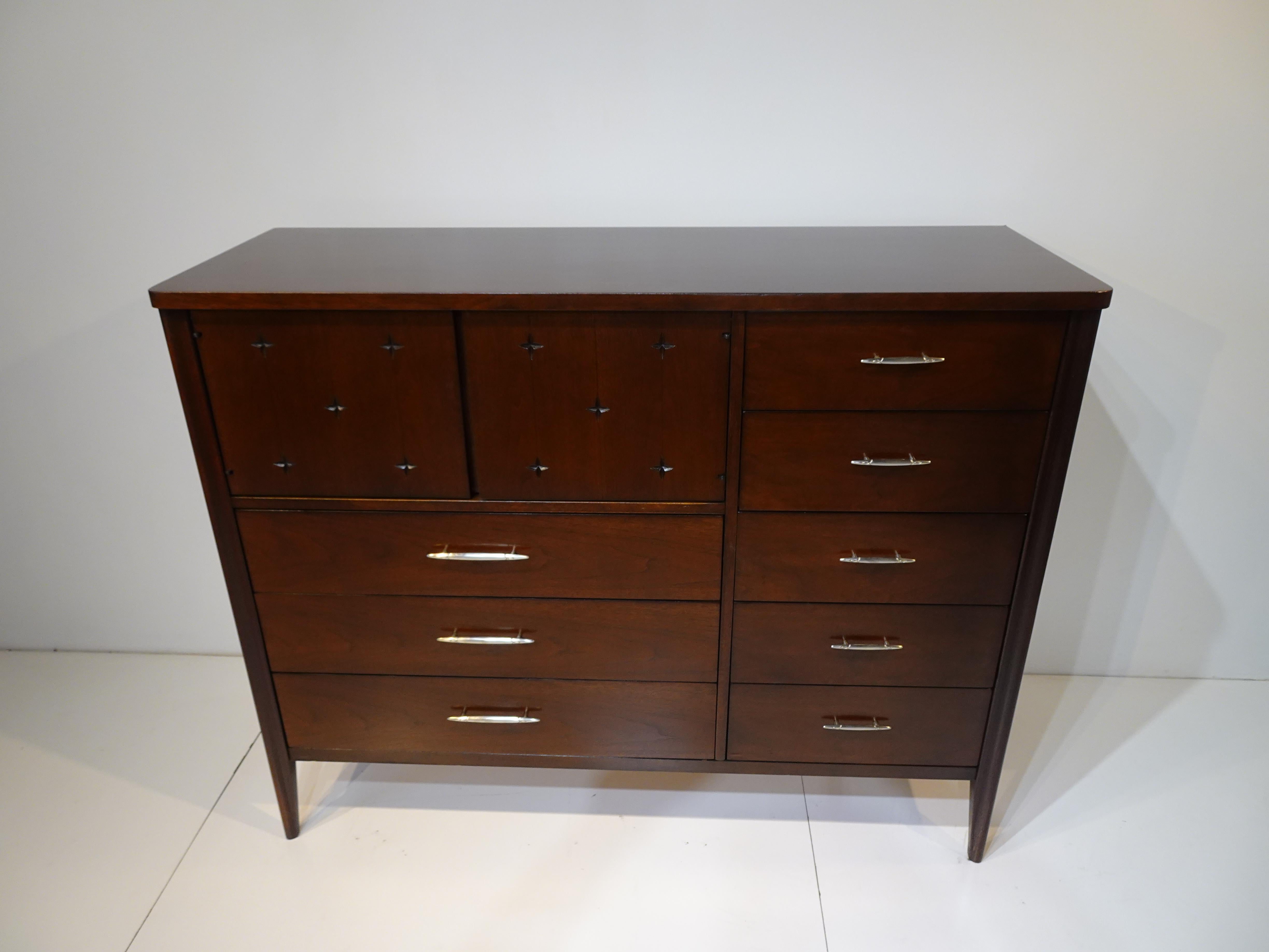 Magna Saga Walnut Highboy Mid Century Chest for Broyhill Premier 6