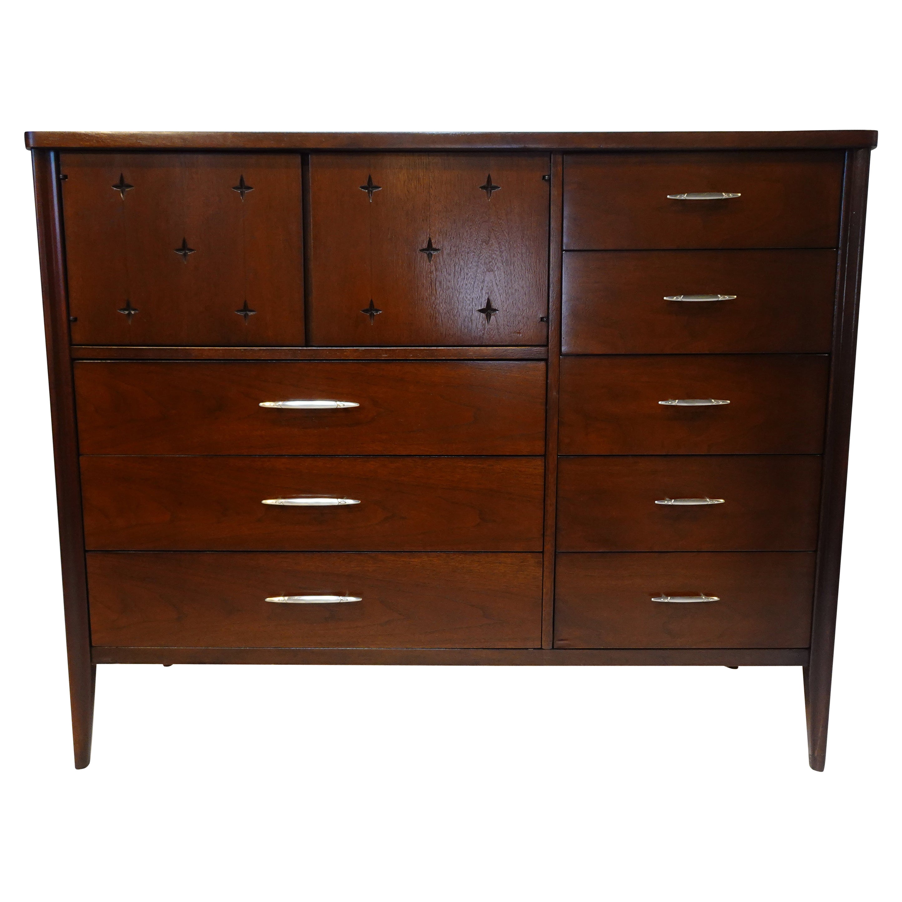 Magna Saga Walnut Highboy Mid Century Chest for Broyhill Premier