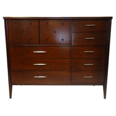 Magna Saga Walnut Highboy Mid Century Chest for Broyhill Premier