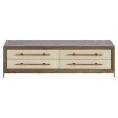 Magna TV sideboard wood with brass handles and feet