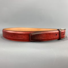 MAGNANNI Antique Red Size 36 Oxblood Leather Belt