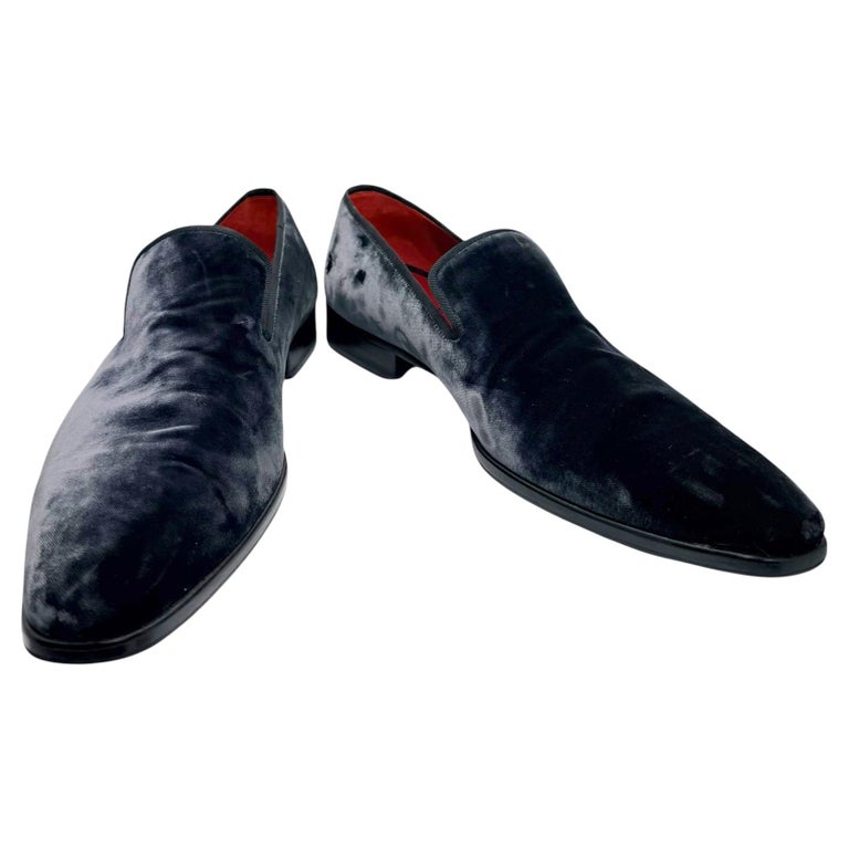 Magnanni Black Velvet Smoking Slippers Size 44 For Sale at 