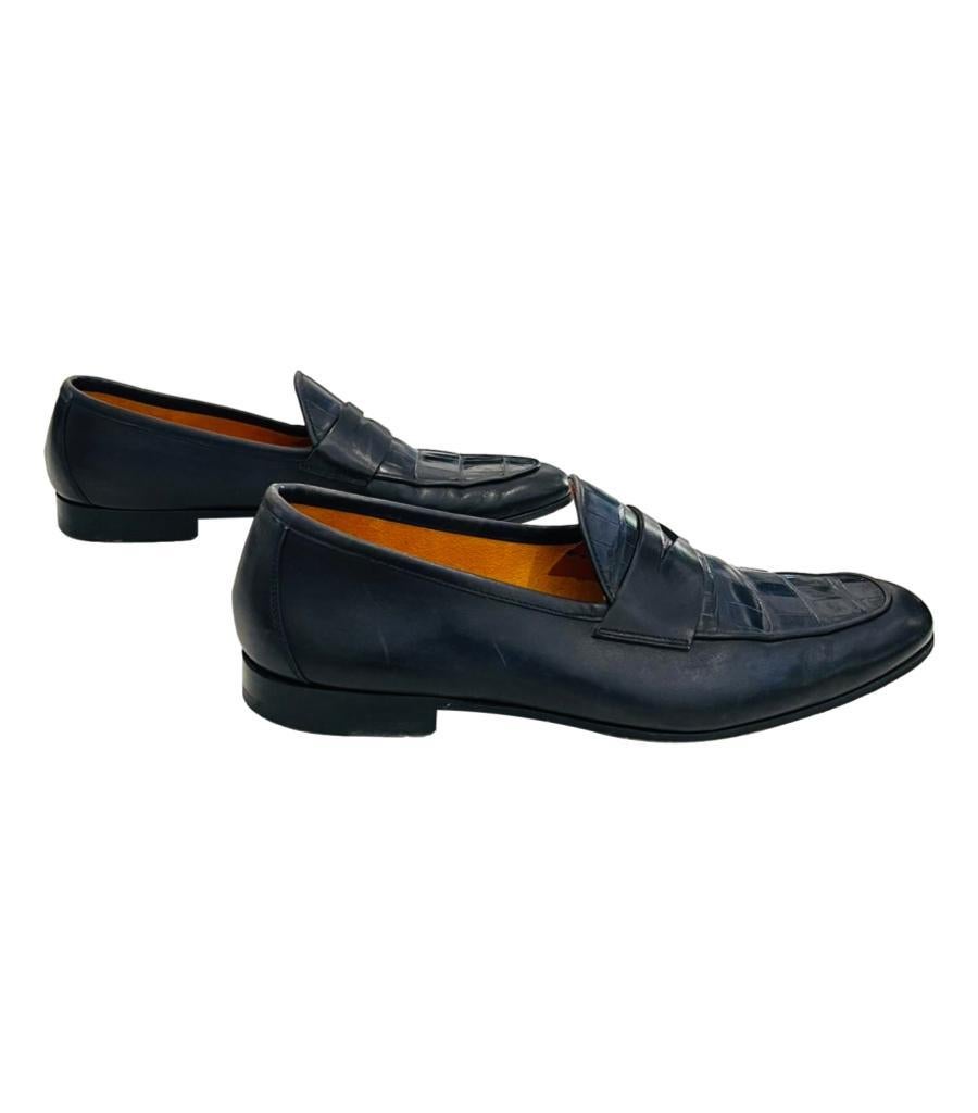 Magnanni Croc Embossed Leather Loafers In Good Condition For Sale In London, GB