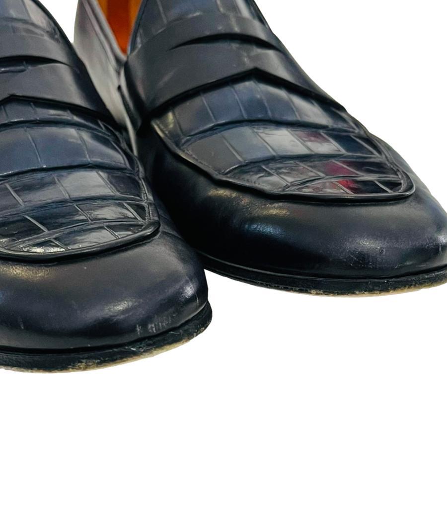 Magnanni Croc Embossed Leather Loafers For Sale 1