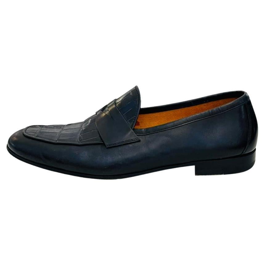 Magnanni Croc Embossed Leather Loafers For Sale