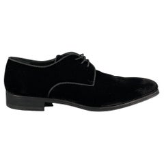 MAGNANNI Size 10.5 Black Velvet Oxford Lace Up Shoes