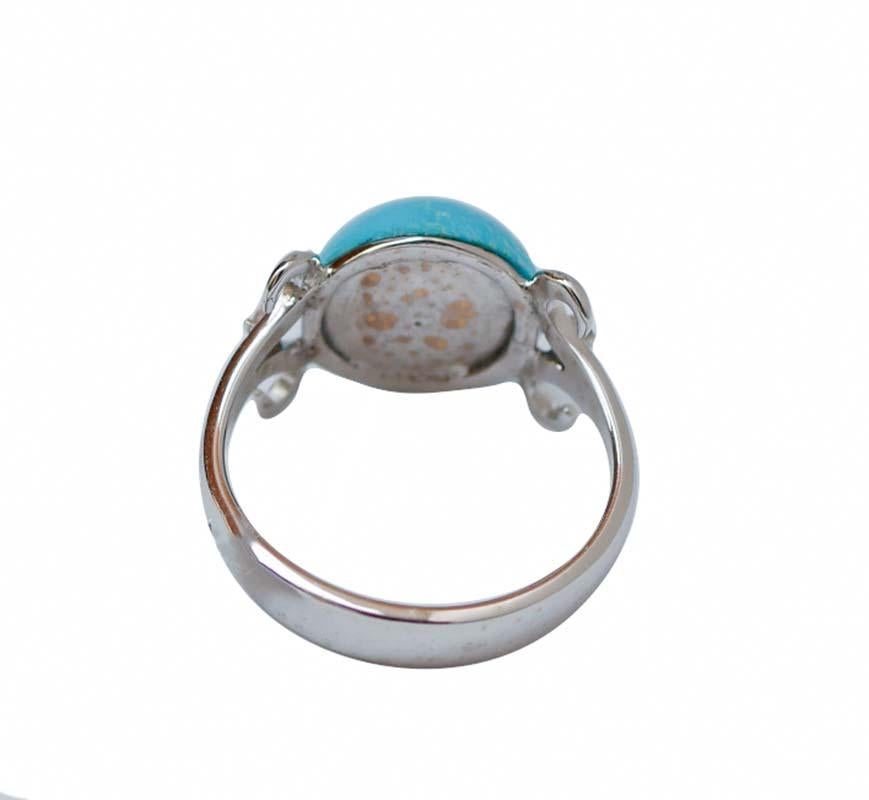 Retro Magnesite, Diamonds, 14 Karat White Gold Ring. For Sale