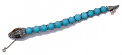 Magnesite, Stones, Diamonds, Topazs, Rose Gold and Silver Snake Bracelet.