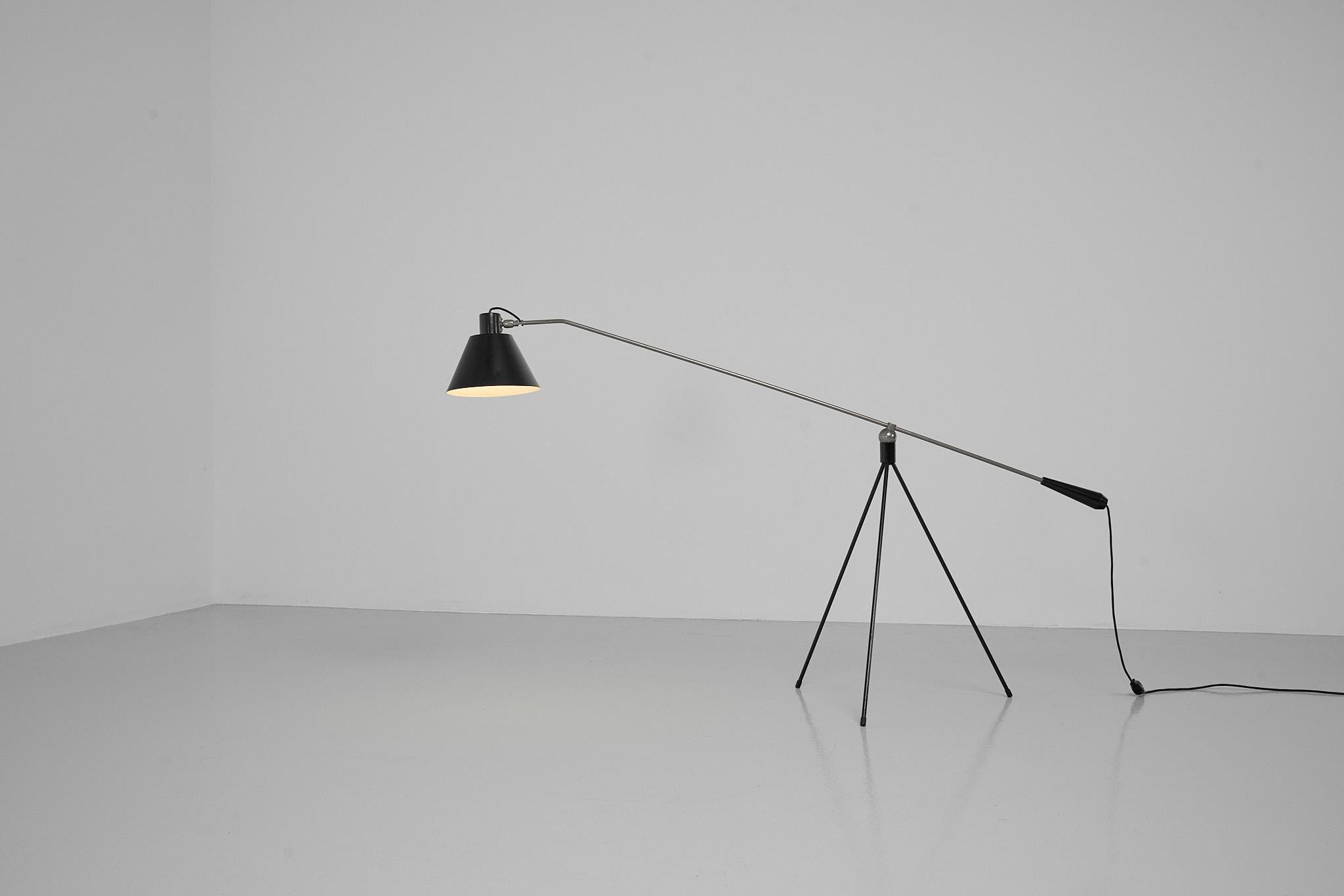 Plated Magneto Floor Lamp H Fillekes for Artiforte 1954