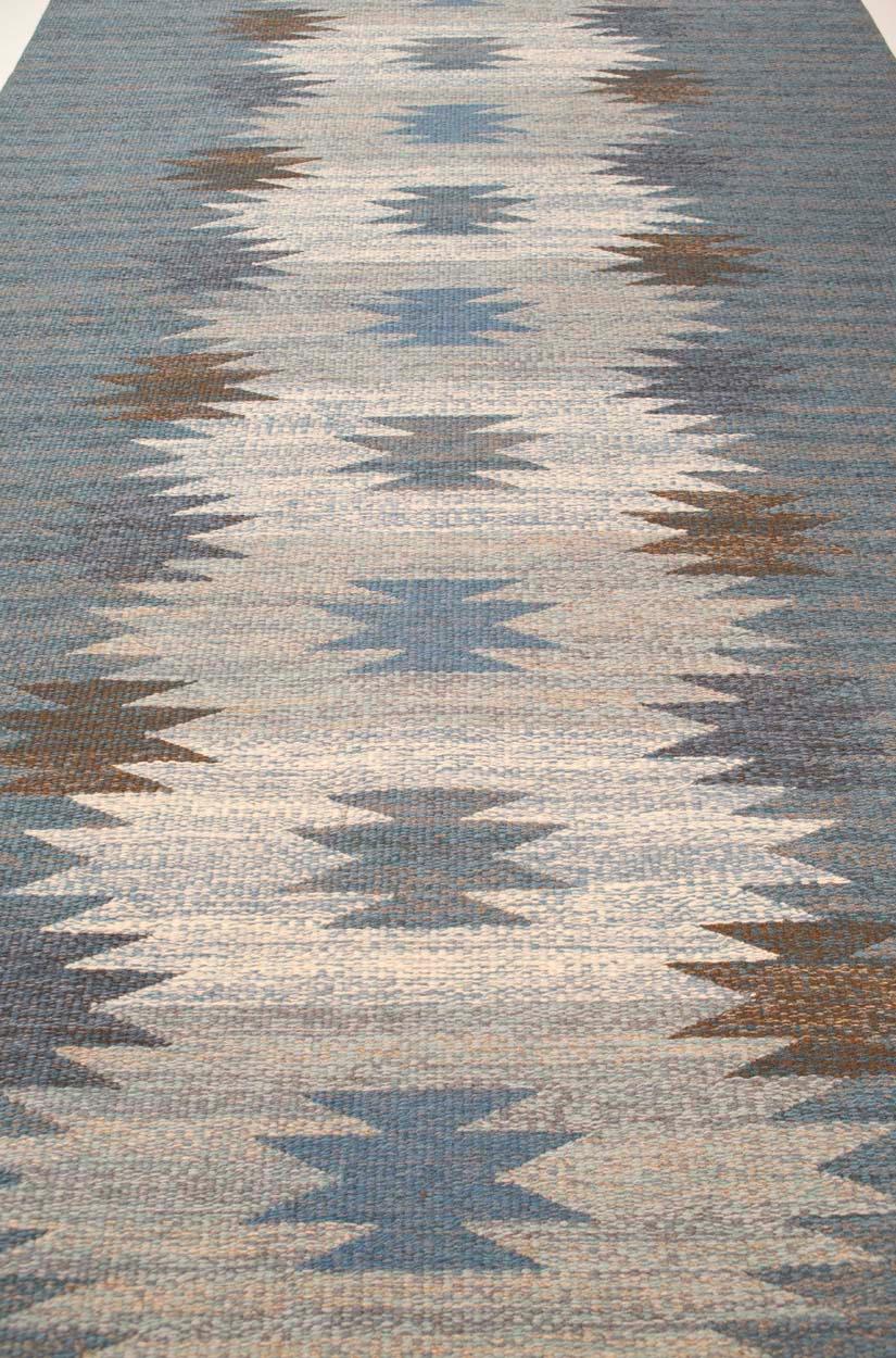 Magnhild Lundsten Swedish Flat-Weave Rug, Sweden, 1950s In Good Condition For Sale In Los Angeles, CA