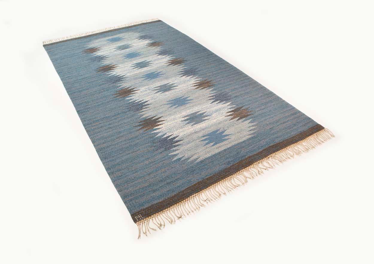 20th Century Magnhild Lundsten Swedish Flat-Weave Rug, Sweden, 1950s For Sale
