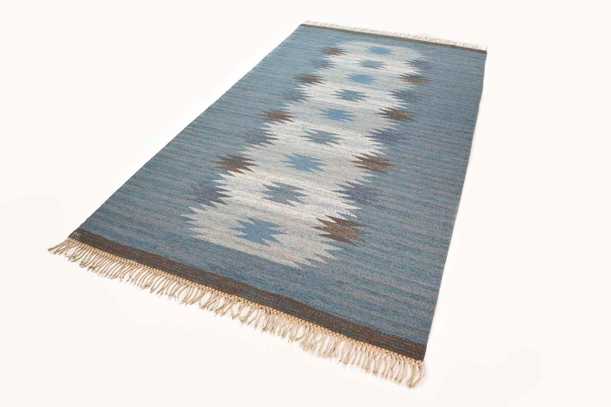 Wool Magnhild Lundsten Swedish Flat-Weave Rug, Sweden, 1950s For Sale