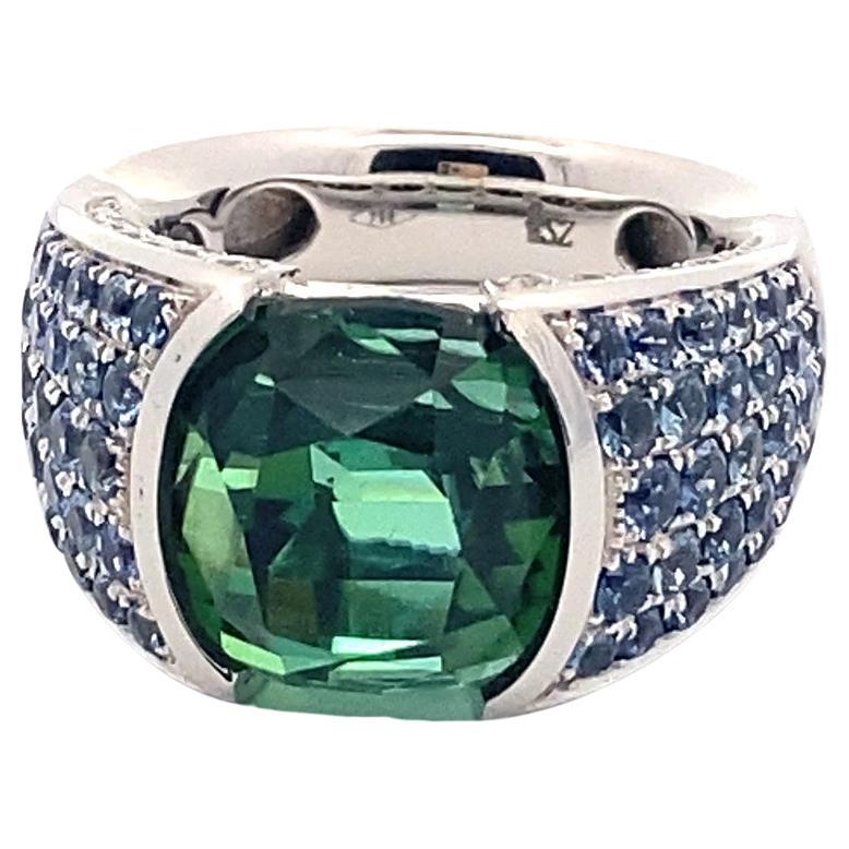 Prächtiger Lagunengrüner 12,56 ct Turmalin Saphir Brillant Ring Investment Edelstein (Moderne) im Angebot