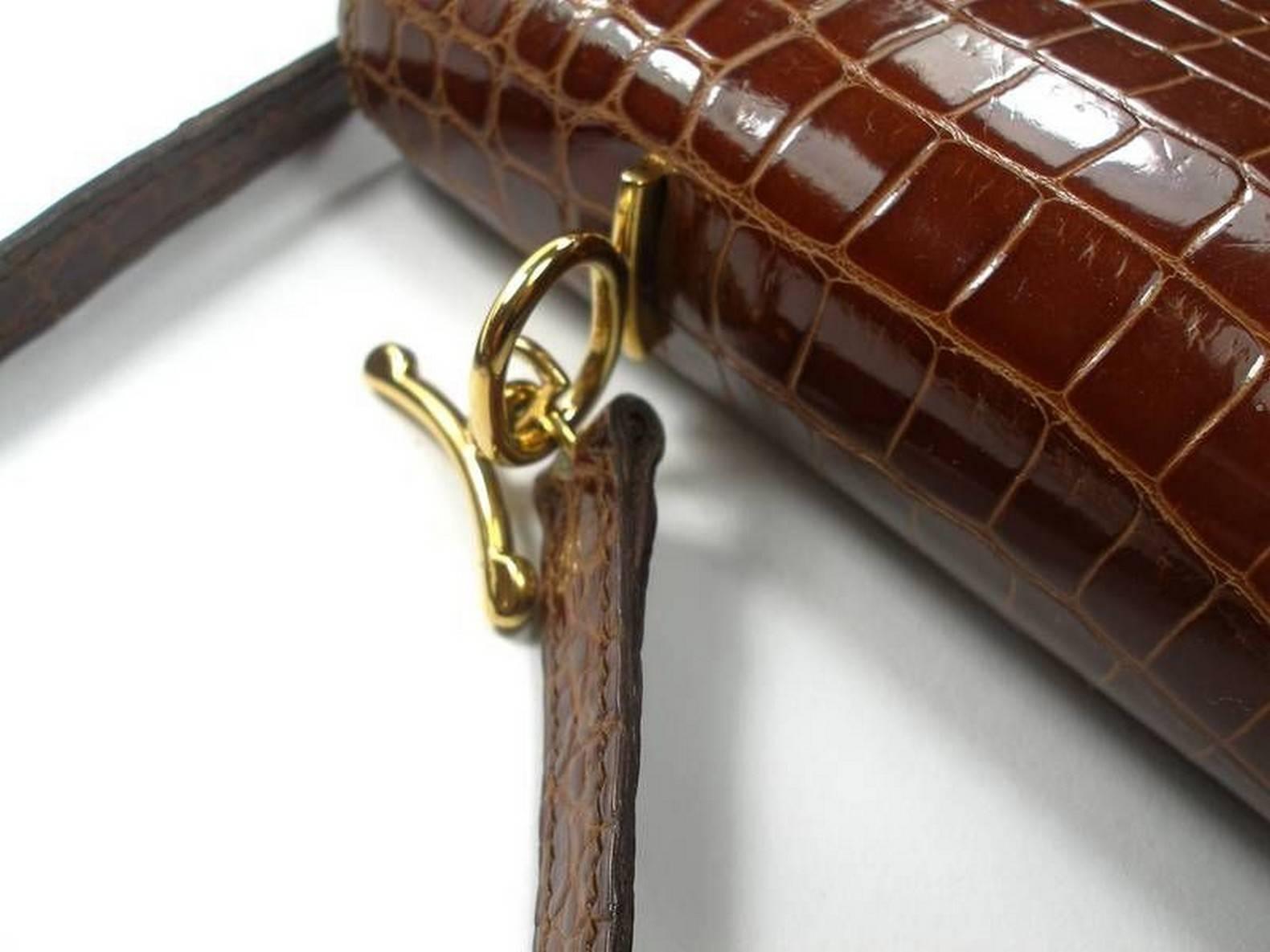 Brown Magnific Vintage Crocodile Leather Bag / No Brand For Sale