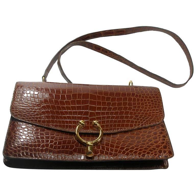 Magnific Vintage Crocodile Leather Bag / No Brand For Sale at 1stDibs