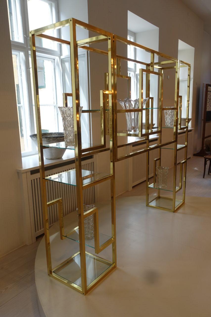 brass shelving units